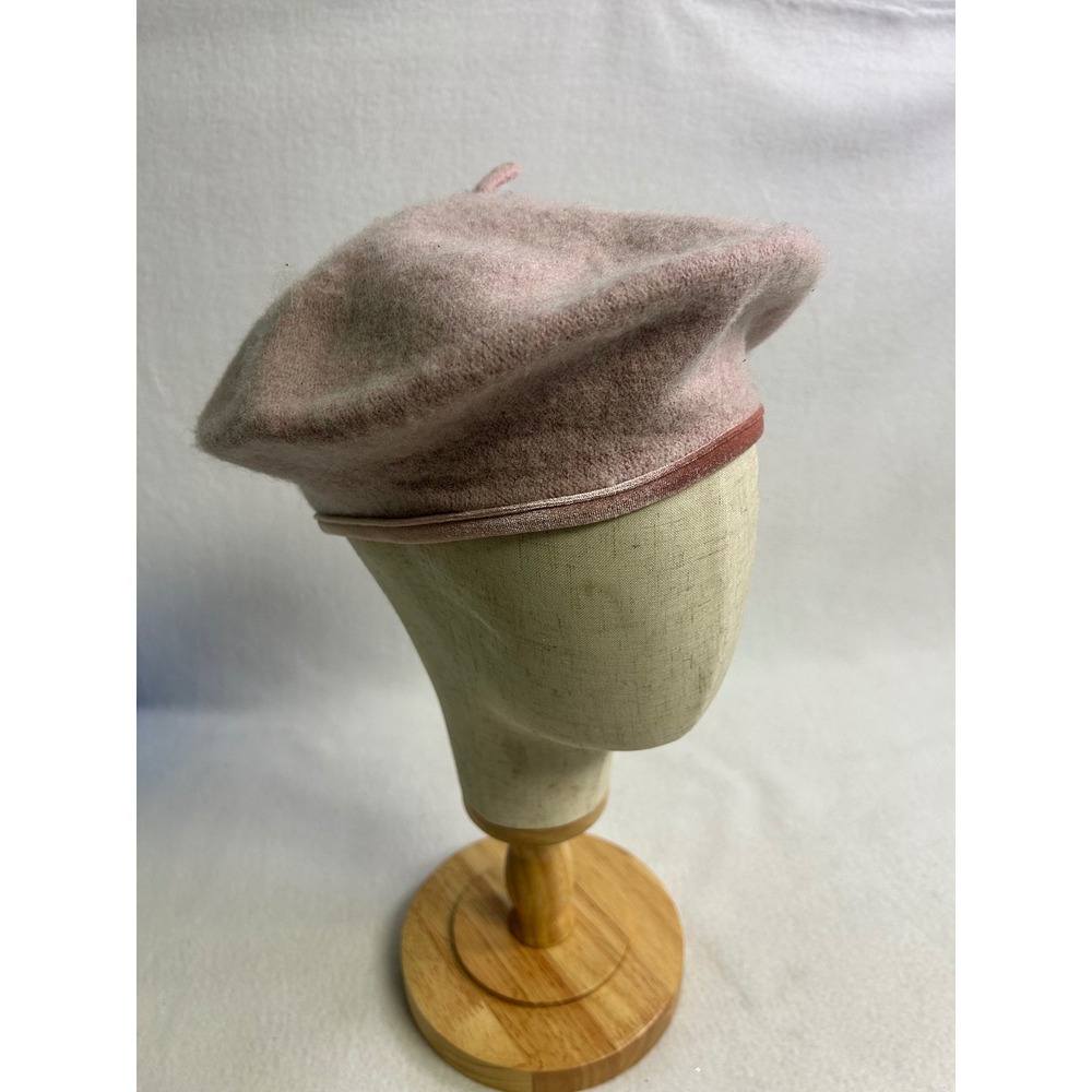 French Parisian Chic Target Women One Size Pink Wool Blend Velvet Trim Beret Hat